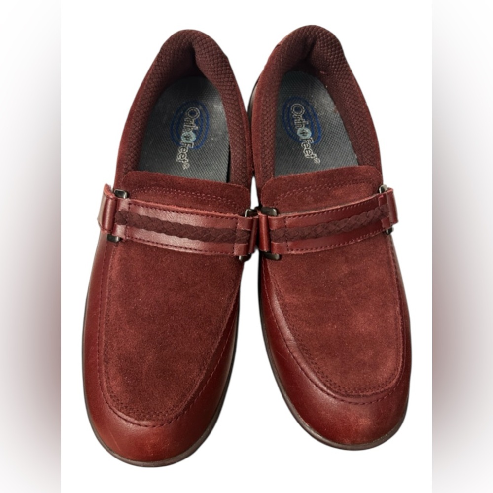 Orthofeet Chelsea Leather / Suede Cherry Loafers Size 9